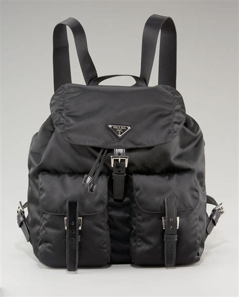 prada backpack nylon black red|prada nylon backpack price.